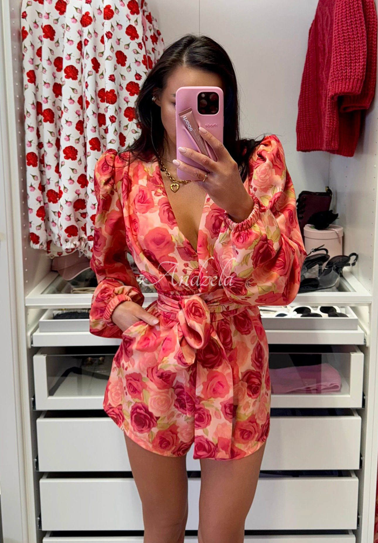 La Milla Botanical Harmony orange floral short jumpsuit