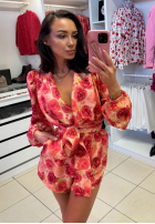 Krótki kwiecisty kombinezon w kropki La Milla Botanical Harmony  pomarańczowy