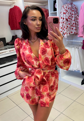 La Milla Botanical Harmony orange floral short jumpsuit