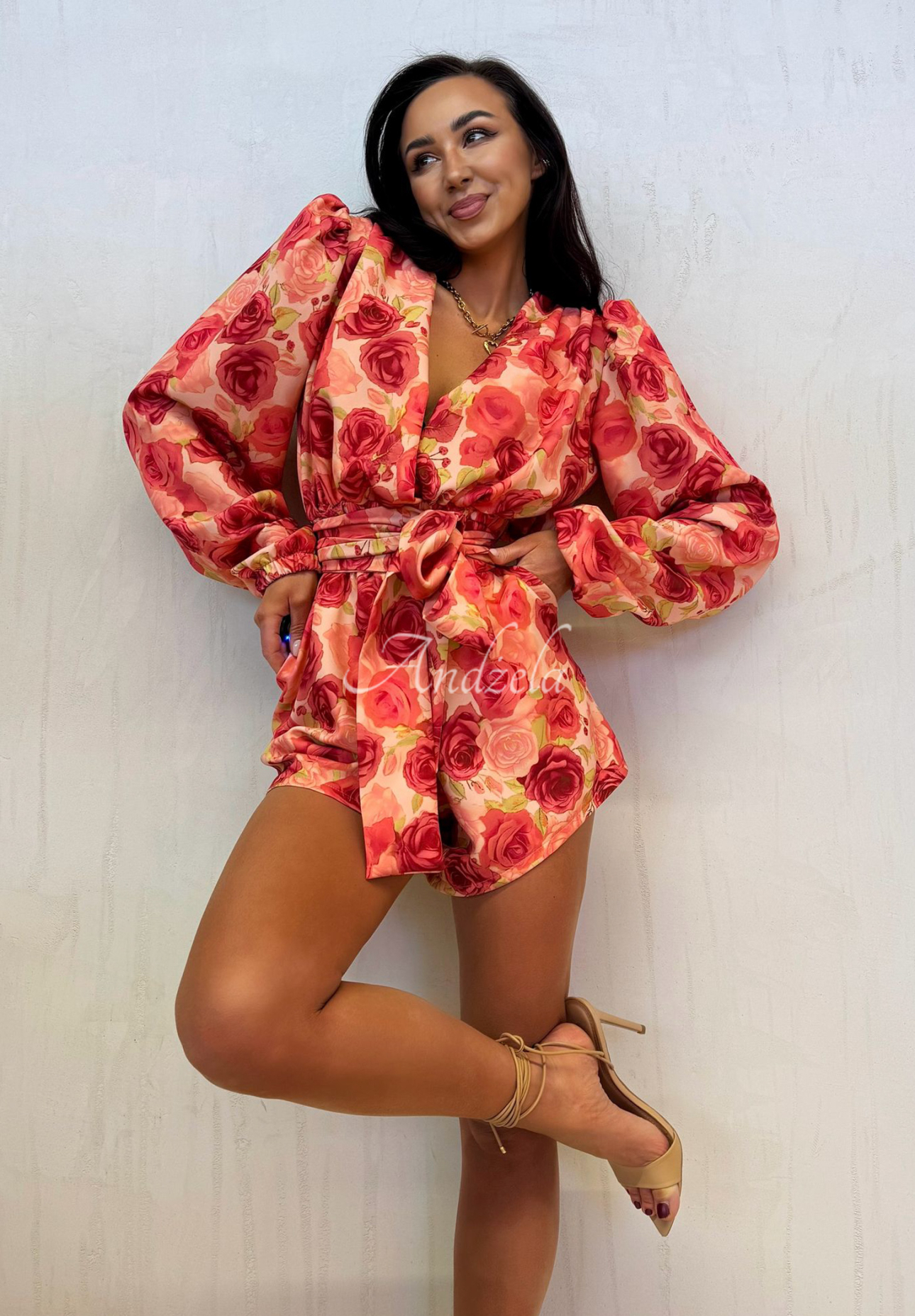 La Milla Botanical Harmony orange floral short jumpsuit