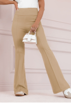 Materiałowe spodnie dzwony Recognize You ciemnobeżowe