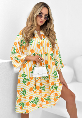 Viscose oversize floral dress With Flowers yellow