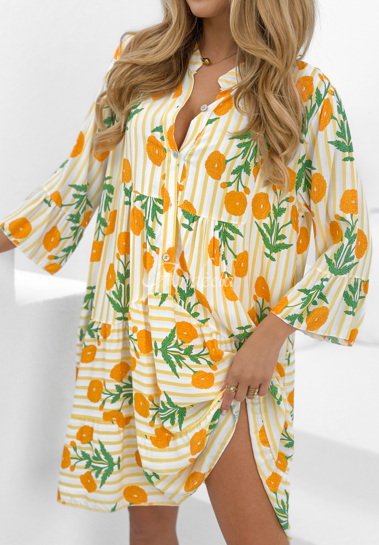 Viscose oversize floral dress With Flowers yellow