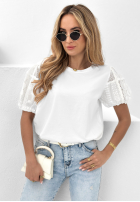 Bluzka z koronkowymi rękawami boho July biała