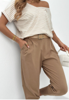 Materiałowe spodnie masełko Celebrian camelowe