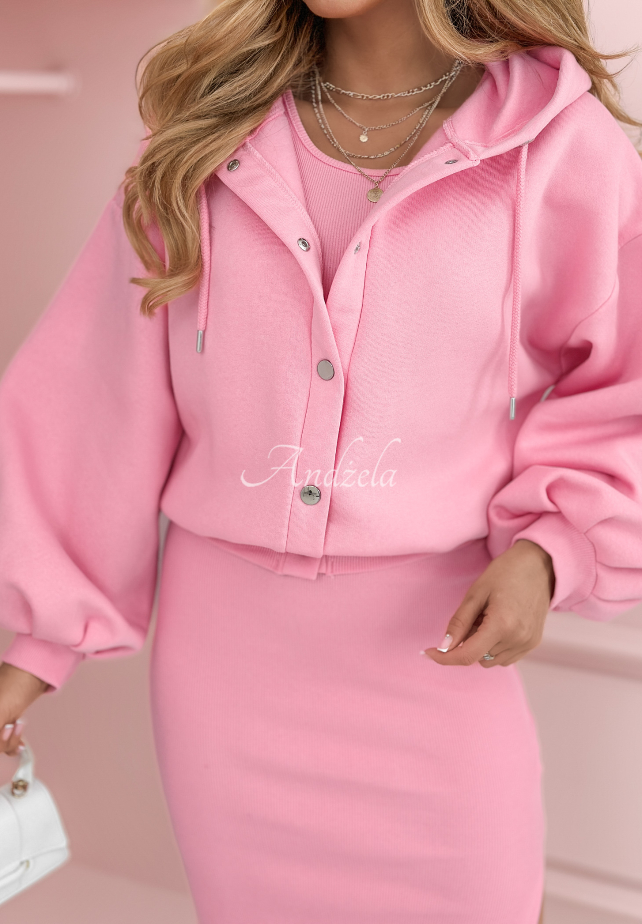 Striped dress and sweatshirt set Unlike You pink