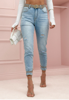 Spodnie jeansowe z przetarciami Don't Be Lazy jasnoniebieskie