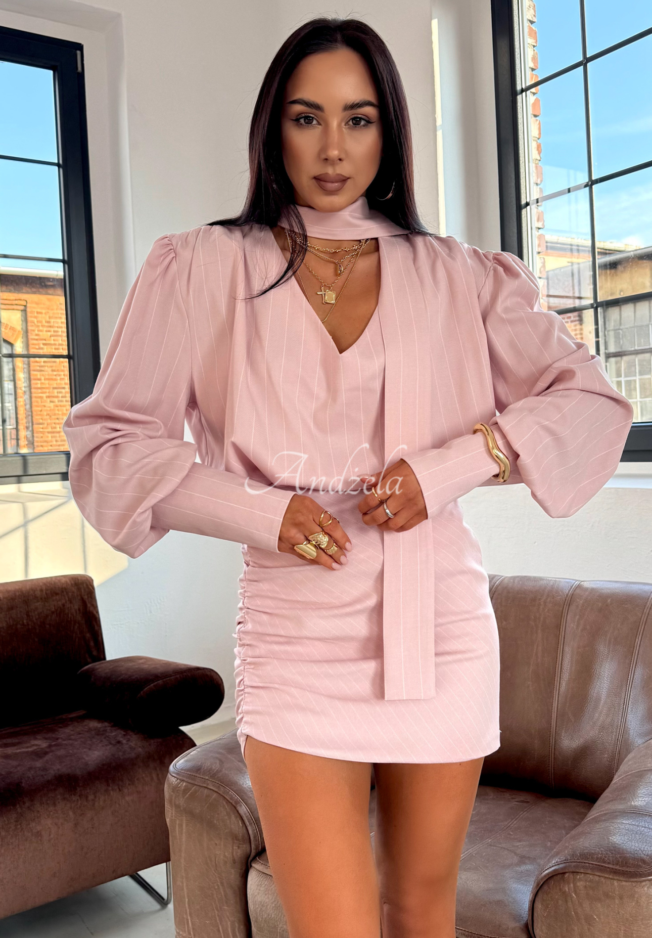 La Milla Finally Clear powder pink striped mini skirt