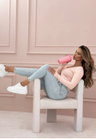 Lekki sweter Selavi jasnoróżowy