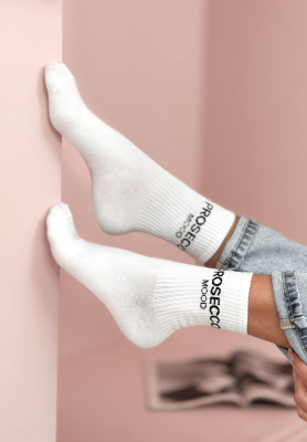 Long socks with Prosecco Mood lettering white