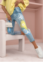 T-shirt oversize z dekoltem w serek Cascade bananowy