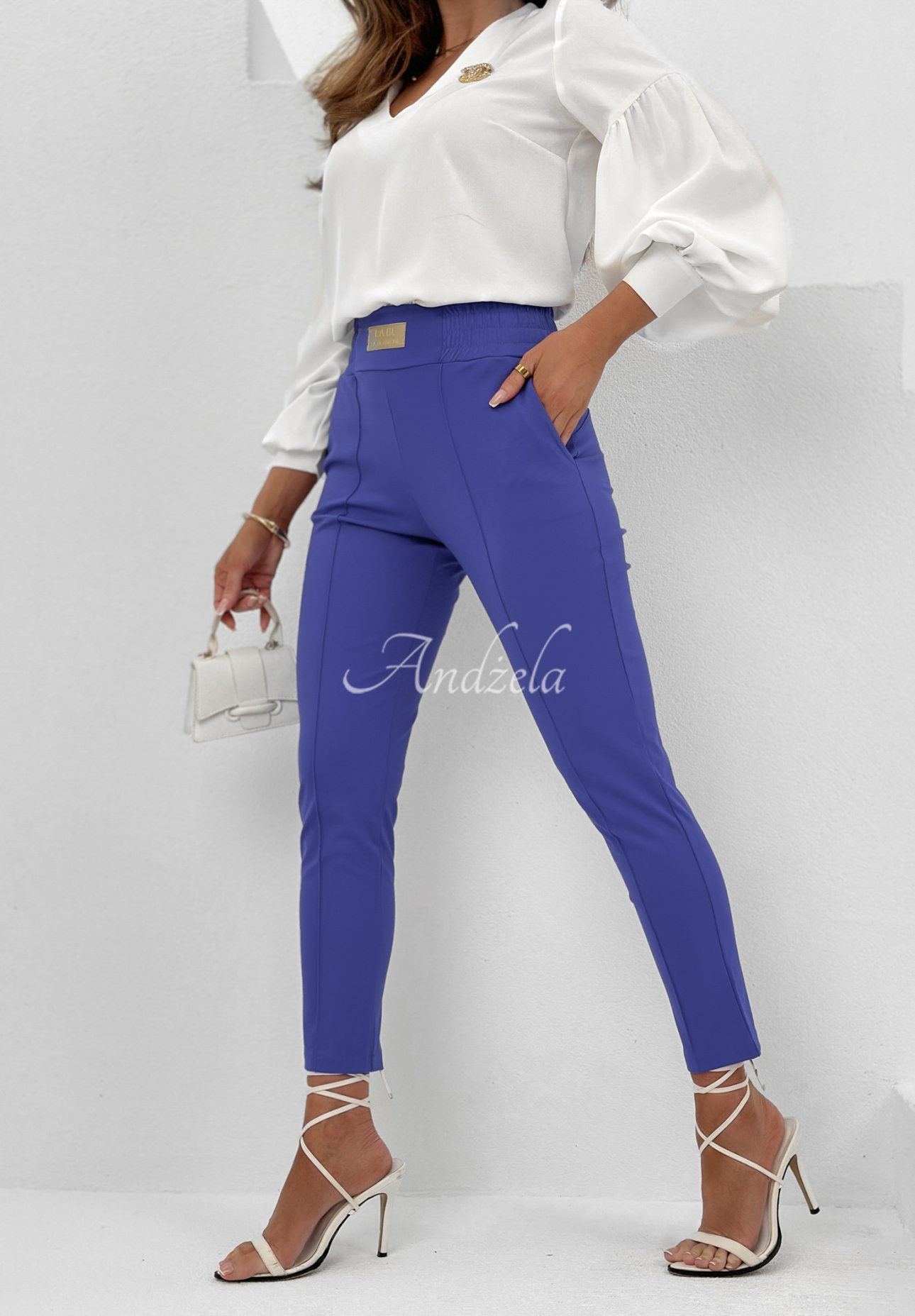 Pretty On Point cornflower fabric pants