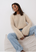 Moherowy sweter z szerokimi rękawami Cocomore Cloudly beżowy