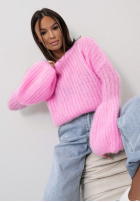 Moherowy sweter z szerokimi rękawami Cocomore Cloudly jasnoróżowy