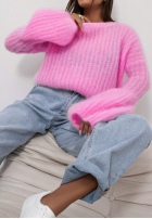 Moherowy sweter z szerokimi rękawami Cocomore Cloudly jasnoróżowy