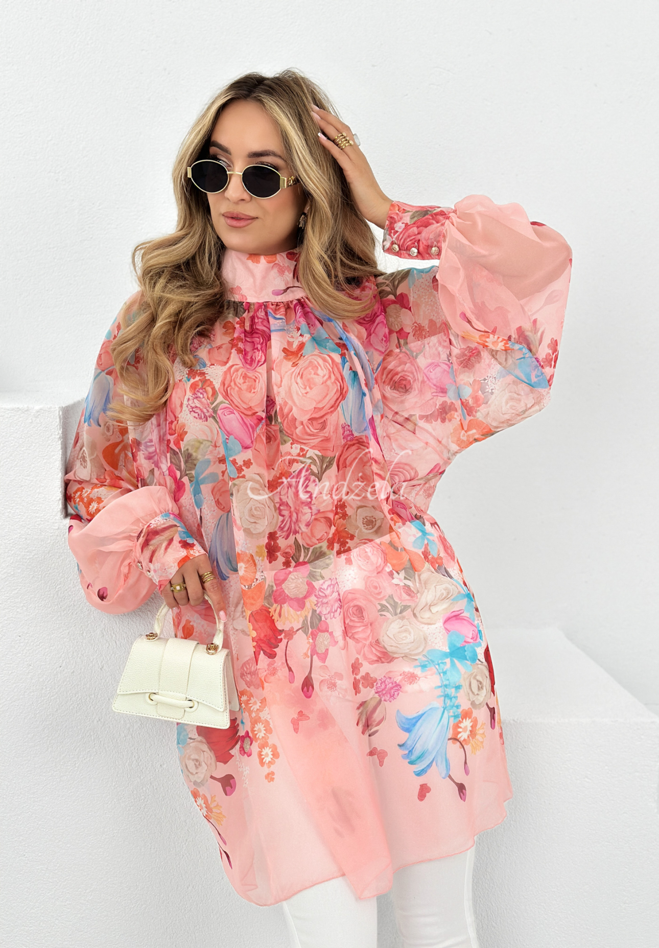 Flower Destination floral tunic pink