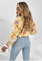 Kwiecista bluzka Enigmatic Drape biało-żółta