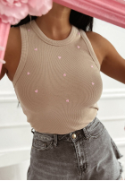 Prążkowany top Little Lovers beżowo-różowy