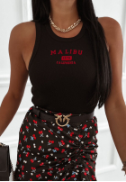 Prążkowany top z haftem Malibu 1976 czarno-czerwony