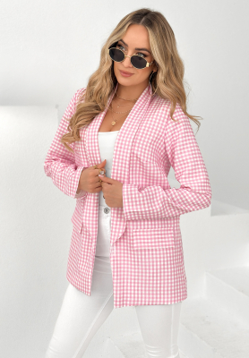 Checked jacket Thank Her powder pink