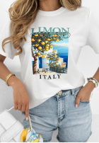T-shirt z nadrukiem Limoncello Italy biały