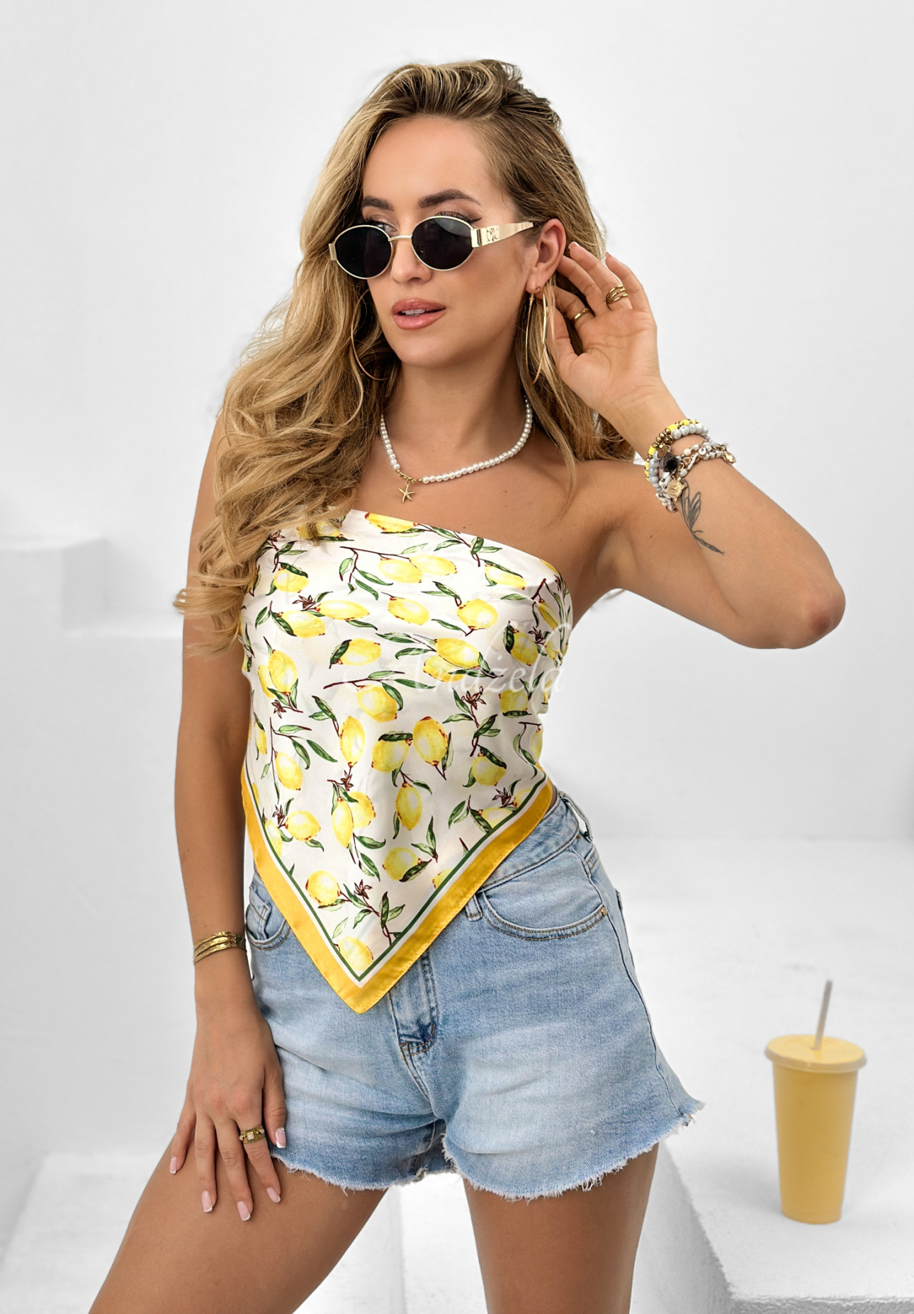 Patterned Lemon Squeeze yellow scarf