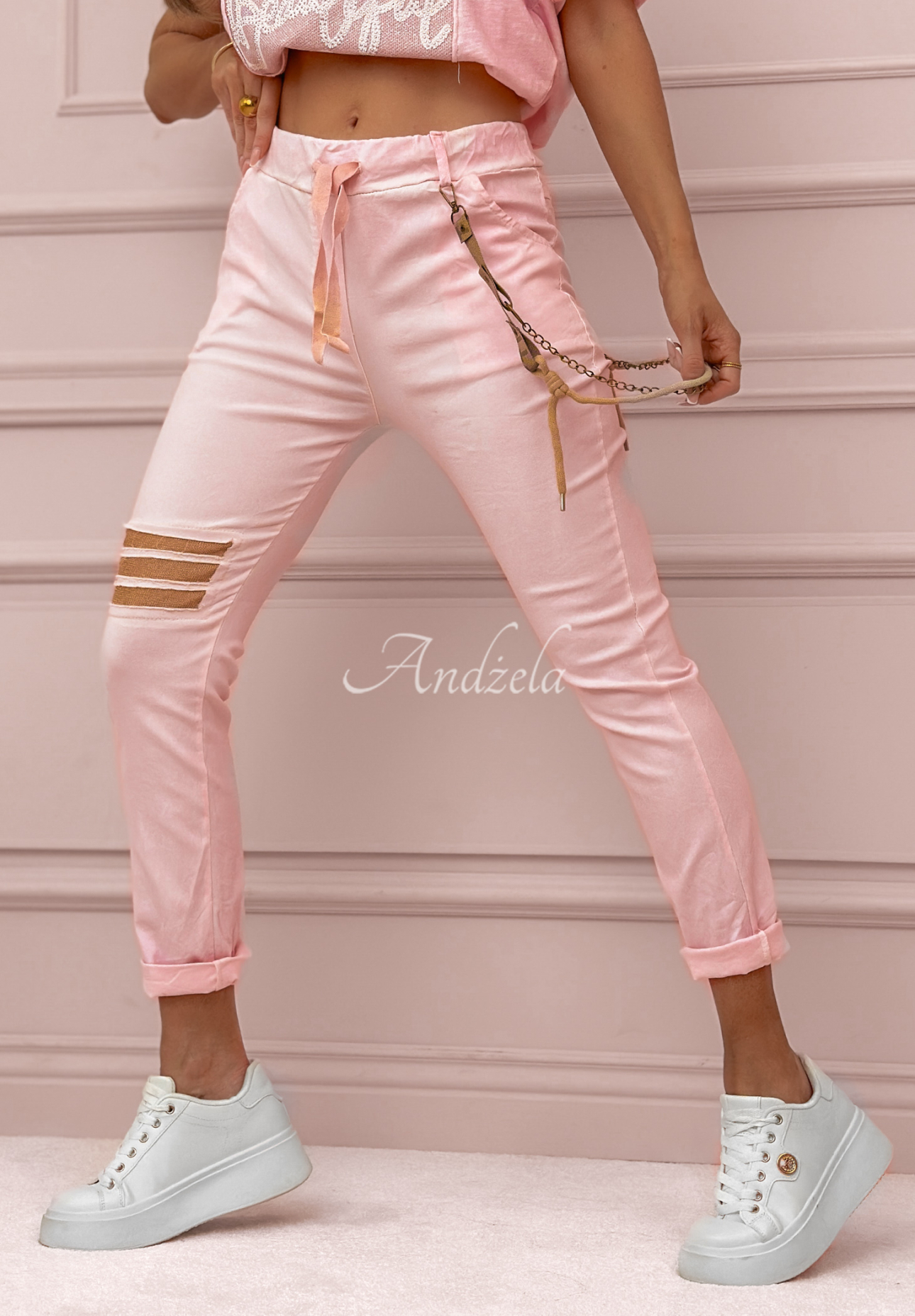 Material pants You Are Beautiful pink