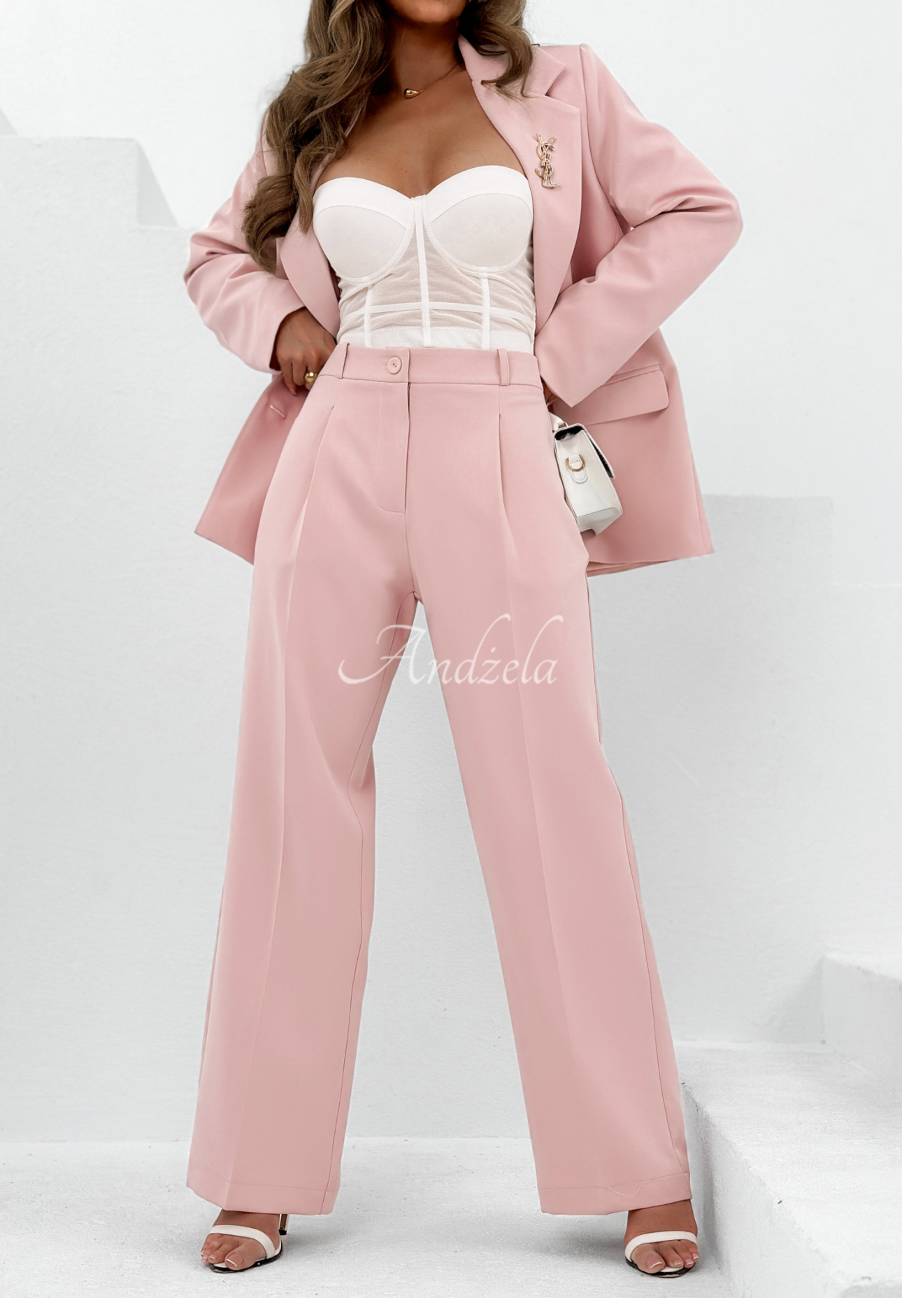 Elegant wide leg pants My Necessity powder pink