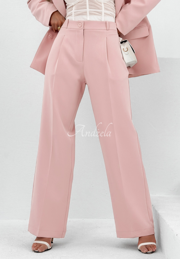 Eleganckie spodnie wide leg My Necessity pudrowy r&oacute;ż