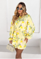 Sukienka z bufkami i paskiem w cytrynki Crazy About You bananowa