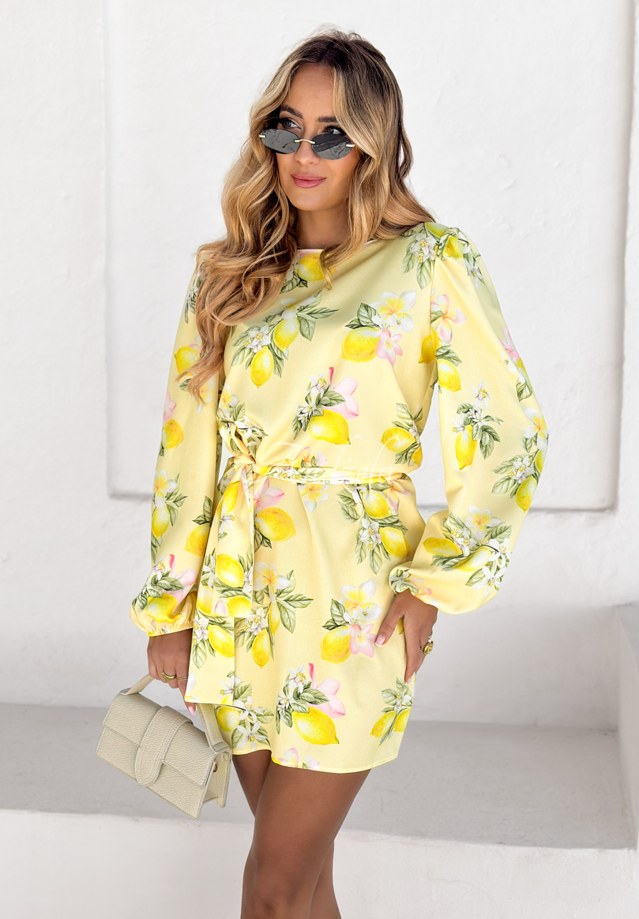 Dress with buffets and lemon belt Crazy About You banana dress