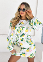 Sukienka z bufkami i paskiem w cytrynki Crazy About You biała