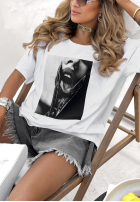 Krótki T-shirt z nadrukiem Scissors biały