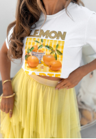 T-shirt z nadrukiem Lemon Tarte biało-żółty