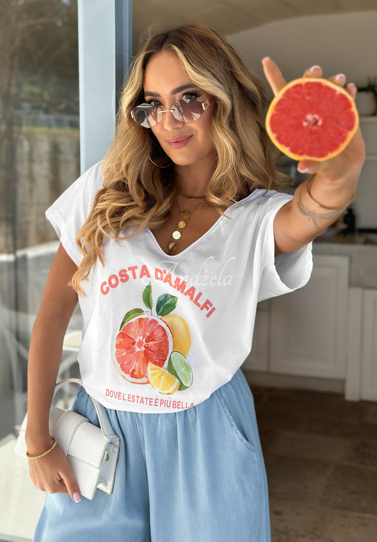 Costa D'amalfi white oversize printed T-shirt