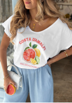 T-shirt oversize z nadrukiem Costa D'amalfi biały