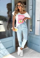 T-shirt oversize z nadrukiem Limoncello Lemon biały