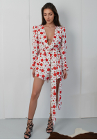 Krótki kwiecisty kombinezon La Milla Botanical Harmony biało-czerwony