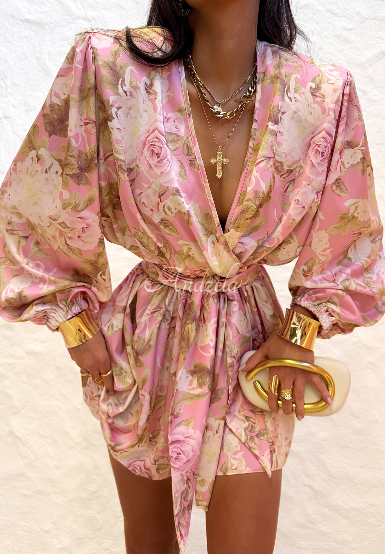 La Milla Sun-Kissed Flowers short floral jumpsuit beige and pink