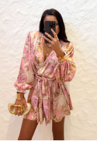 Krótki kwiecisty kombinezon La Milla Sun-Kissed Flowers beżowo-różowy