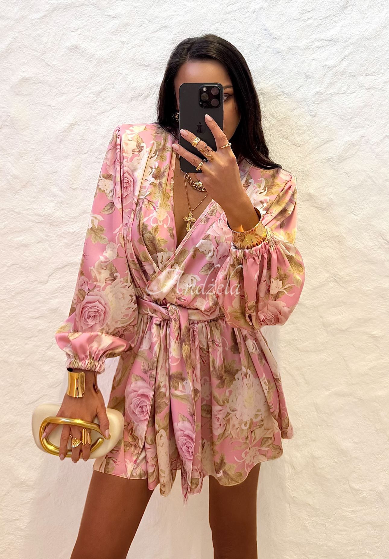 La Milla Sun-Kissed Flowers short floral jumpsuit beige and pink