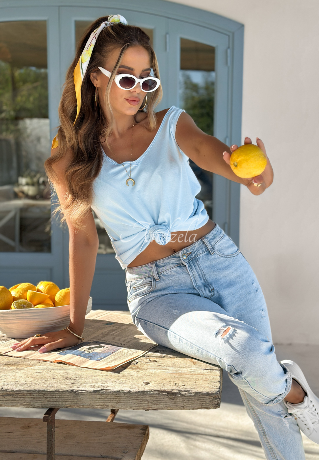 Sea And Me neckline top blue