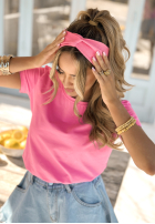 Prążkowana opaska na głowę Made For You różowy