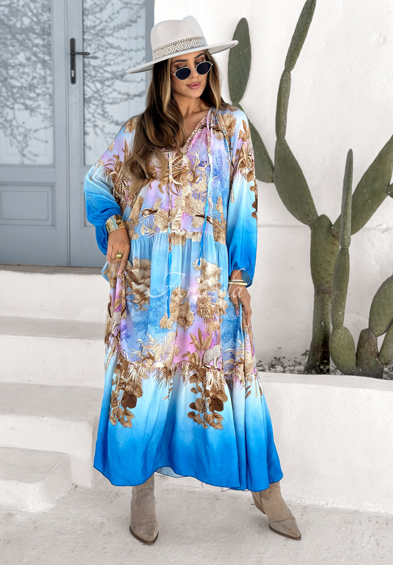 Patterned maxi dress Take Only Memories blue