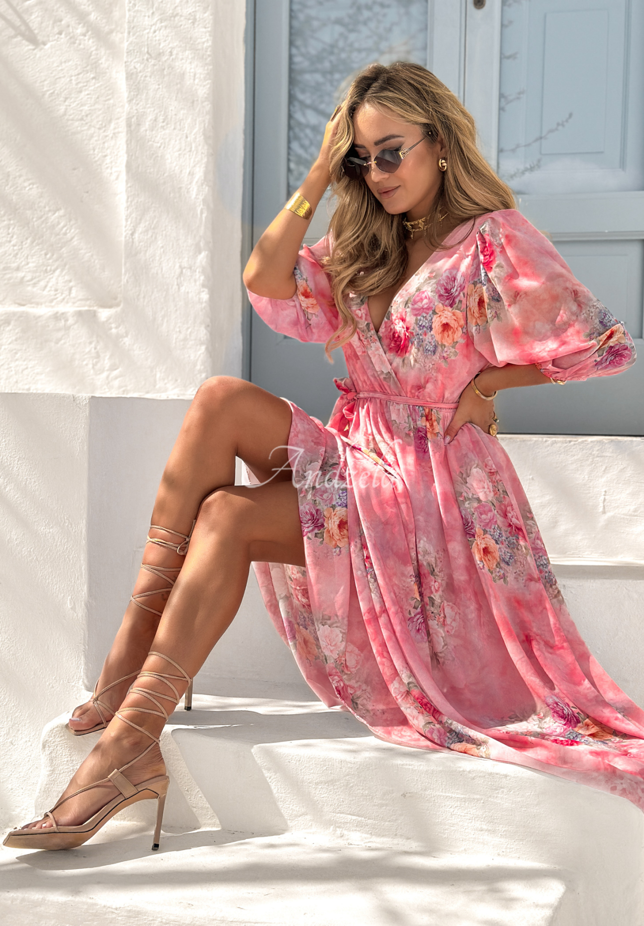 Flower Time pink floral maxi dress