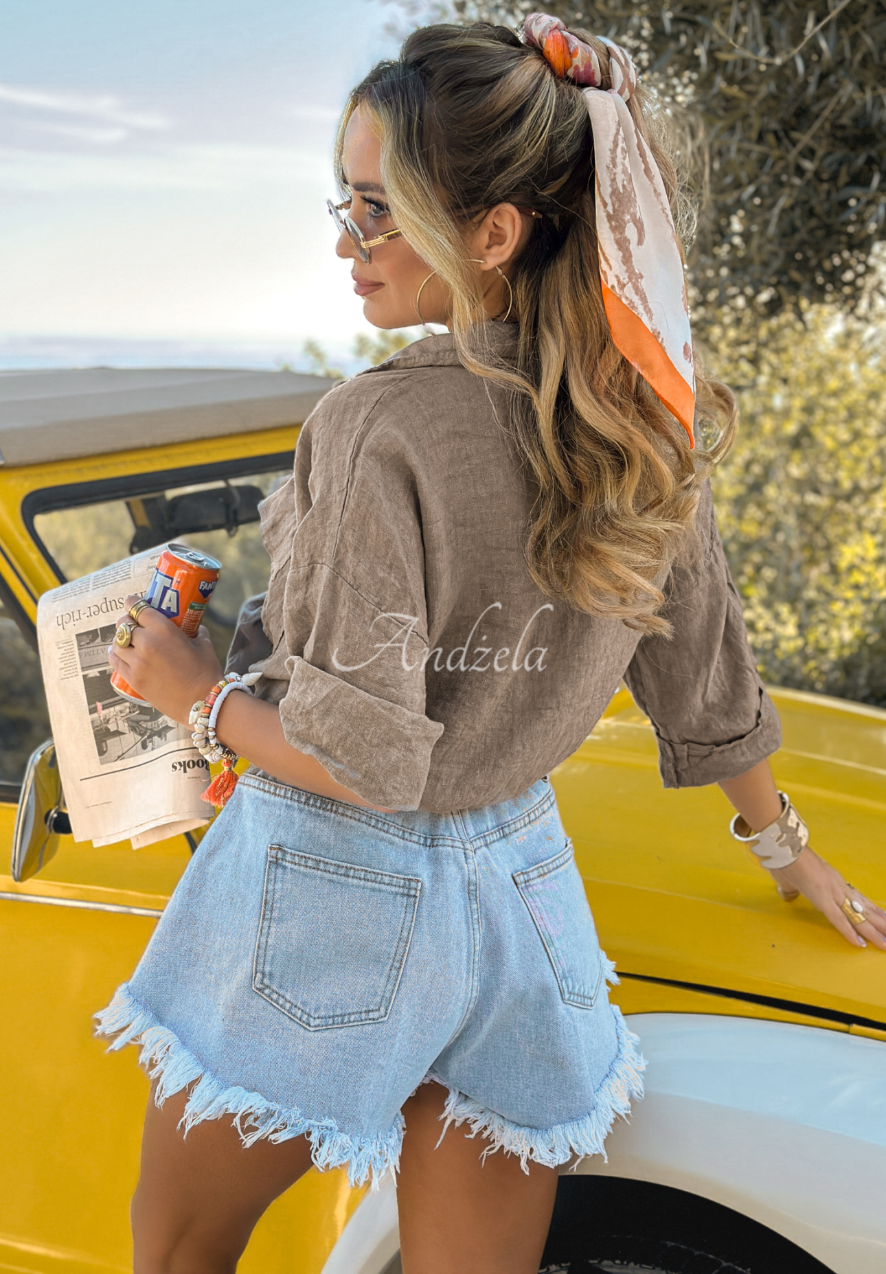 Linen shirt with pockets The Sun Will Rise mocha