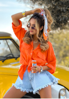 Lniana koszula z kieszeniami The Sun Will Rise pomarańczowa