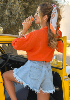 Lniana koszula z kieszeniami The Sun Will Rise pomarańczowa