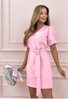 Sukienka mini z bufkami Golden Girls jasnoróżowa