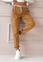 Spodnie z paskiem Count The Ways ciemnocamelowe